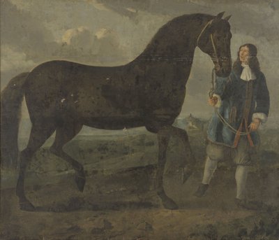 Black Horse Led by a Stable Boy by Unbekannt Unbekannt